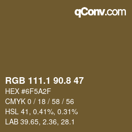 Color code: RGB 111.1 90.8 47 | qconv.com