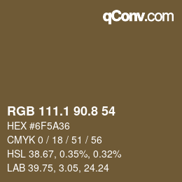 Color code: RGB 111.1 90.8 54 | qconv.com