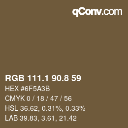 Color code: RGB 111.1 90.8 59 | qconv.com