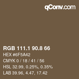 Color code: RGB 111.1 90.8 66 | qconv.com