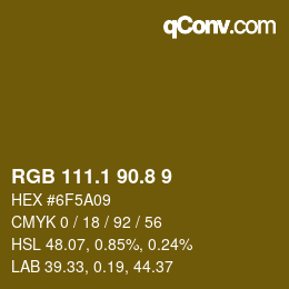 Color code: RGB 111.1 90.8 9 | qconv.com