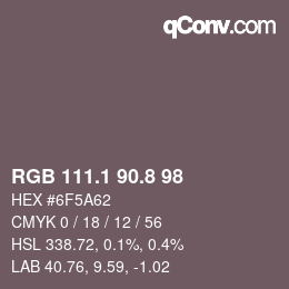 Farbcode: RGB 111.1 90.8 98 | qconv.com