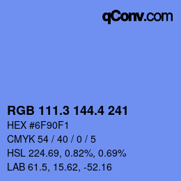 カラーコード: RGB 111.3 144.4 241 | qconv.com
