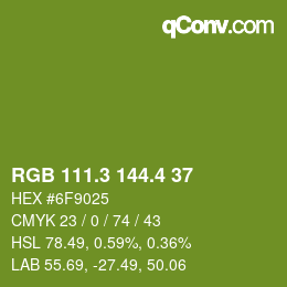 カラーコード: RGB 111.3 144.4 37 | qconv.com