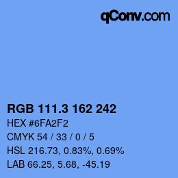 カラーコード: RGB 111.3 162 242 | qconv.com
