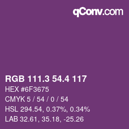 カラーコード: RGB 111.3 54.4 117 | qconv.com