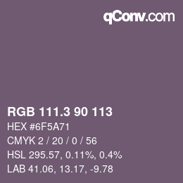 カラーコード: RGB 111.3 90 113 | qconv.com