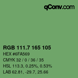 カラーコード: RGB 111.7 165 105 | qconv.com