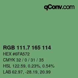 カラーコード: RGB 111.7 165 114 | qconv.com