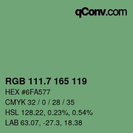 カラーコード: RGB 111.7 165 119 | qconv.com