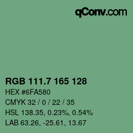 カラーコード: RGB 111.7 165 128 | qconv.com