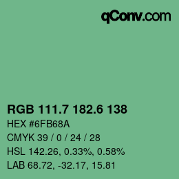 カラーコード: RGB 111.7 182.6 138 | qconv.com
