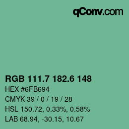 カラーコード: RGB 111.7 182.6 148 | qconv.com