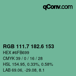 カラーコード: RGB 111.7 182.6 153 | qconv.com
