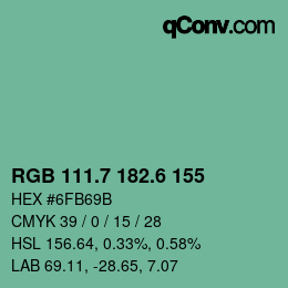 カラーコード: RGB 111.7 182.6 155 | qconv.com