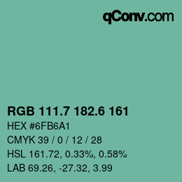 カラーコード: RGB 111.7 182.6 161 | qconv.com