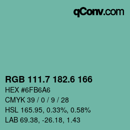 カラーコード: RGB 111.7 182.6 166 | qconv.com
