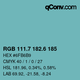 カラーコード: RGB 111.7 182.6 185 | qconv.com