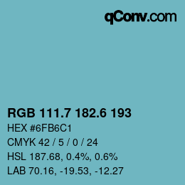 カラーコード: RGB 111.7 182.6 193 | qconv.com