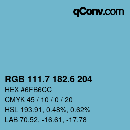 カラーコード: RGB 111.7 182.6 204 | qconv.com