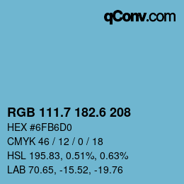 カラーコード: RGB 111.7 182.6 208 | qconv.com