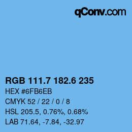 カラーコード: RGB 111.7 182.6 235 | qconv.com
