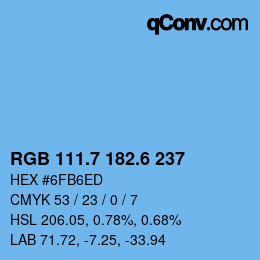カラーコード: RGB 111.7 182.6 237 | qconv.com