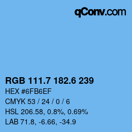 カラーコード: RGB 111.7 182.6 239 | qconv.com