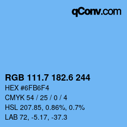 カラーコード: RGB 111.7 182.6 244 | qconv.com