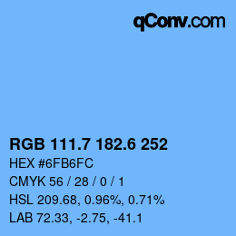 カラーコード: RGB 111.7 182.6 252 | qconv.com