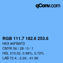 カラーコード: RGB 111.7 182.6 253.6 | qconv.com