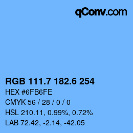 カラーコード: RGB 111.7 182.6 254 | qconv.com
