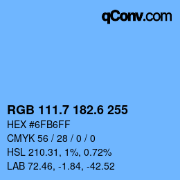 カラーコード: RGB 111.7 182.6 255 | qconv.com