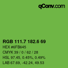 カラーコード: RGB 111.7 182.6 69 | qconv.com