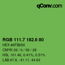 カラーコード: RGB 111.7 182.6 80 | qconv.com