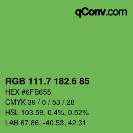 カラーコード: RGB 111.7 182.6 85 | qconv.com