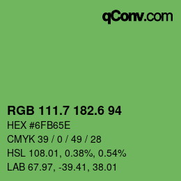 カラーコード: RGB 111.7 182.6 94 | qconv.com
