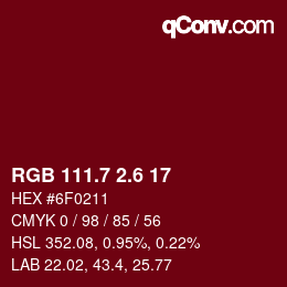 カラーコード: RGB 111.7 2.6 17 | qconv.com