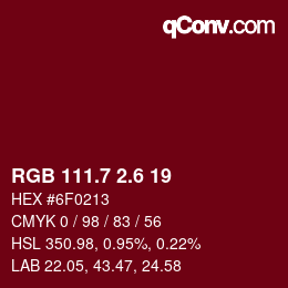 カラーコード: RGB 111.7 2.6 19 | qconv.com