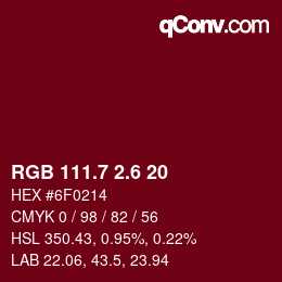 カラーコード: RGB 111.7 2.6 20 | qconv.com