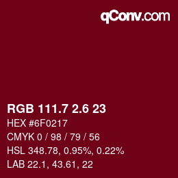 カラーコード: RGB 111.7 2.6 23 | qconv.com