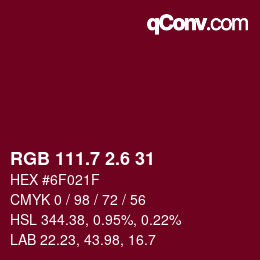 カラーコード: RGB 111.7 2.6 31 | qconv.com