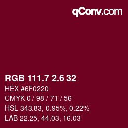 カラーコード: RGB 111.7 2.6 32 | qconv.com