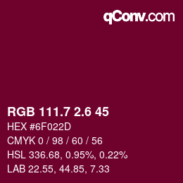 カラーコード: RGB 111.7 2.6 45 | qconv.com