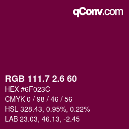 カラーコード: RGB 111.7 2.6 60 | qconv.com