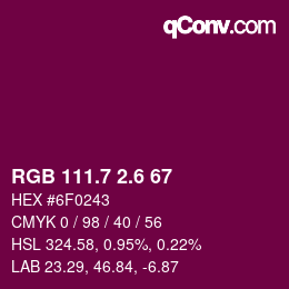 カラーコード: RGB 111.7 2.6 67 | qconv.com