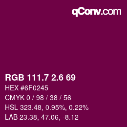 カラーコード: RGB 111.7 2.6 69 | qconv.com