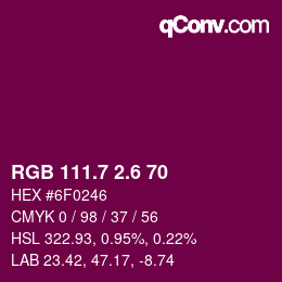 カラーコード: RGB 111.7 2.6 70 | qconv.com