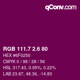 カラーコード: RGB 111.7 2.6 80 | qconv.com