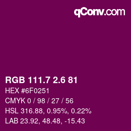 カラーコード: RGB 111.7 2.6 81 | qconv.com